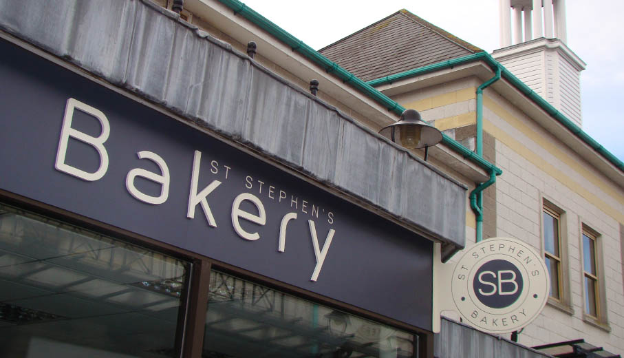 St Stephens Bakery signage installed in Plympton Devon by More Creative Signs
